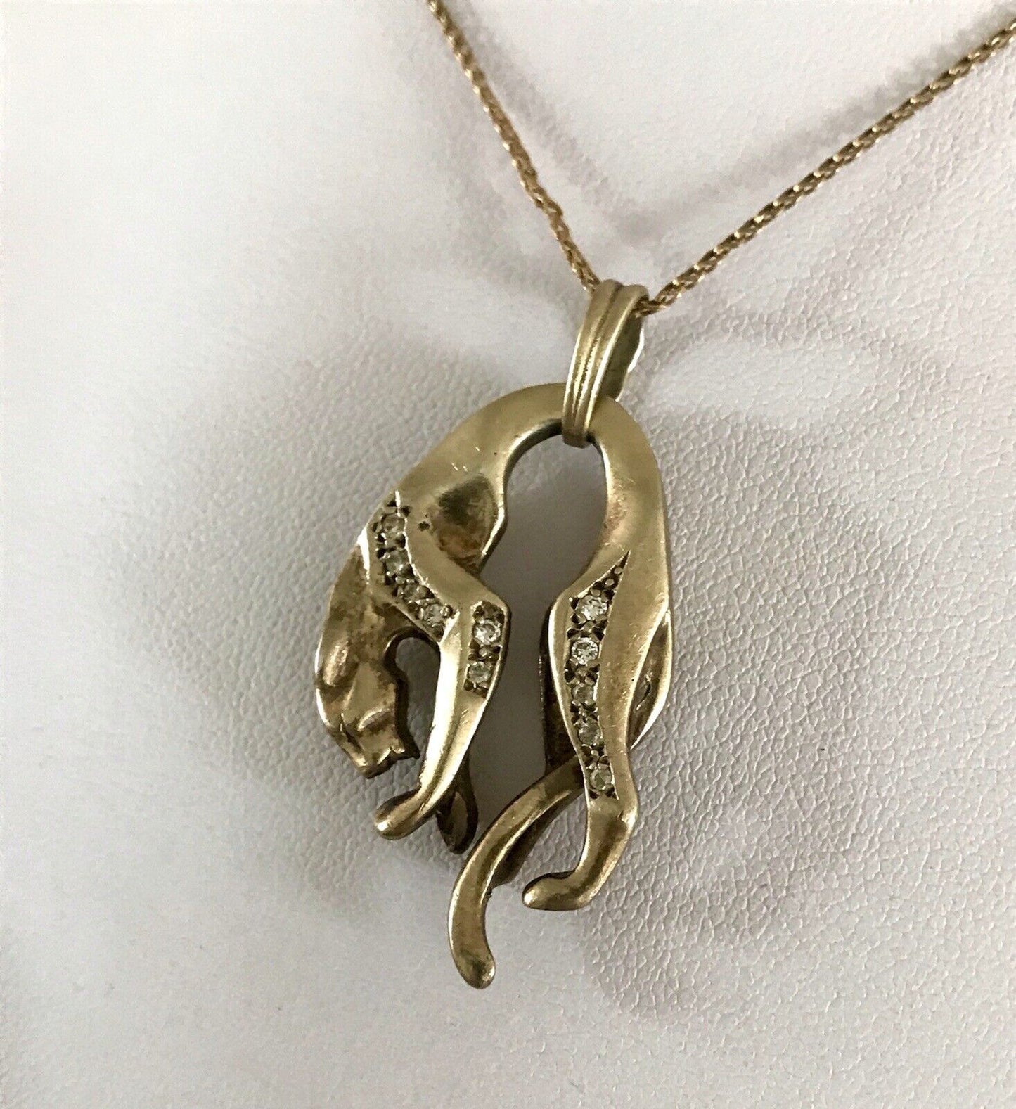 Vintage Edel groß Anhänger 925 Silber Super Design vergoldet hängender Panther