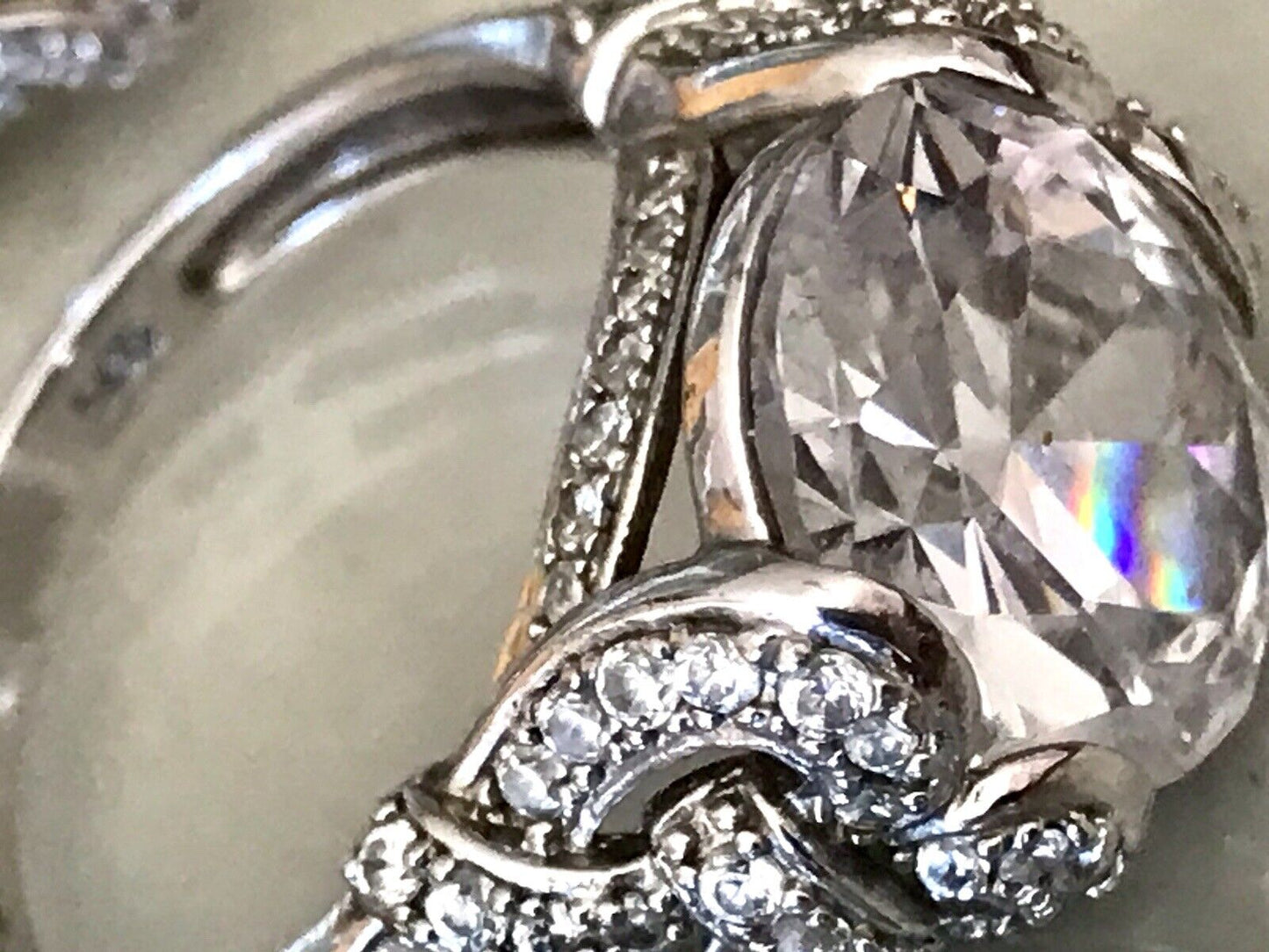 Edel Schmuck Set DAMEN RING & Ohrringe Silber 925 Gr.63 Steine Cubic Zirkonia