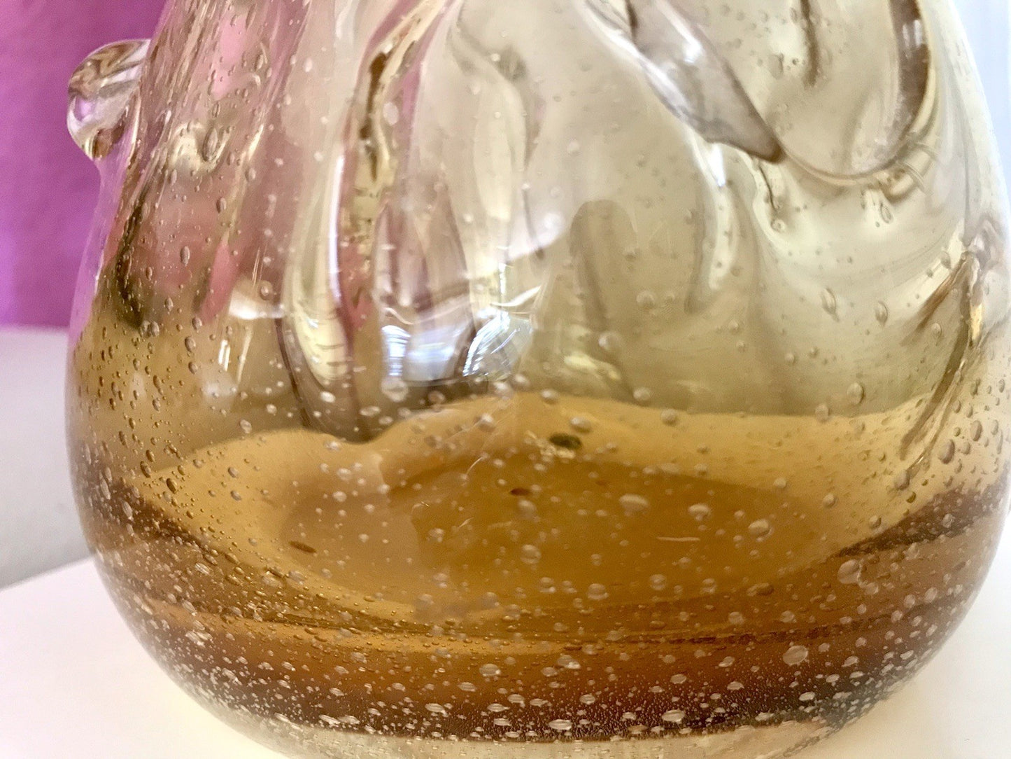 Vintage gelb große Designer Vase Blumenvase Glasvase Glas Huta Zabkowice PRL