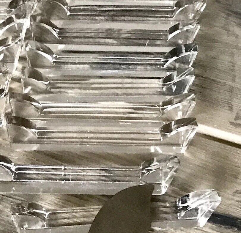 Alt Antik 8+1 französische Art Déco Messerbänkchen Kristallglas Glas
