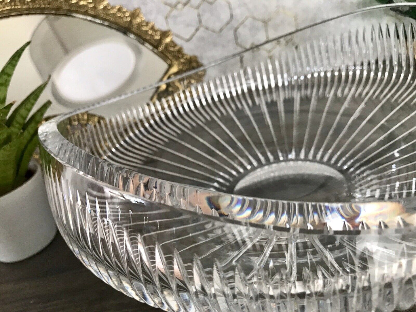 Vintage EDEL Bleikristall Schale Glasschale Kristallglas Glas Groß Schliff