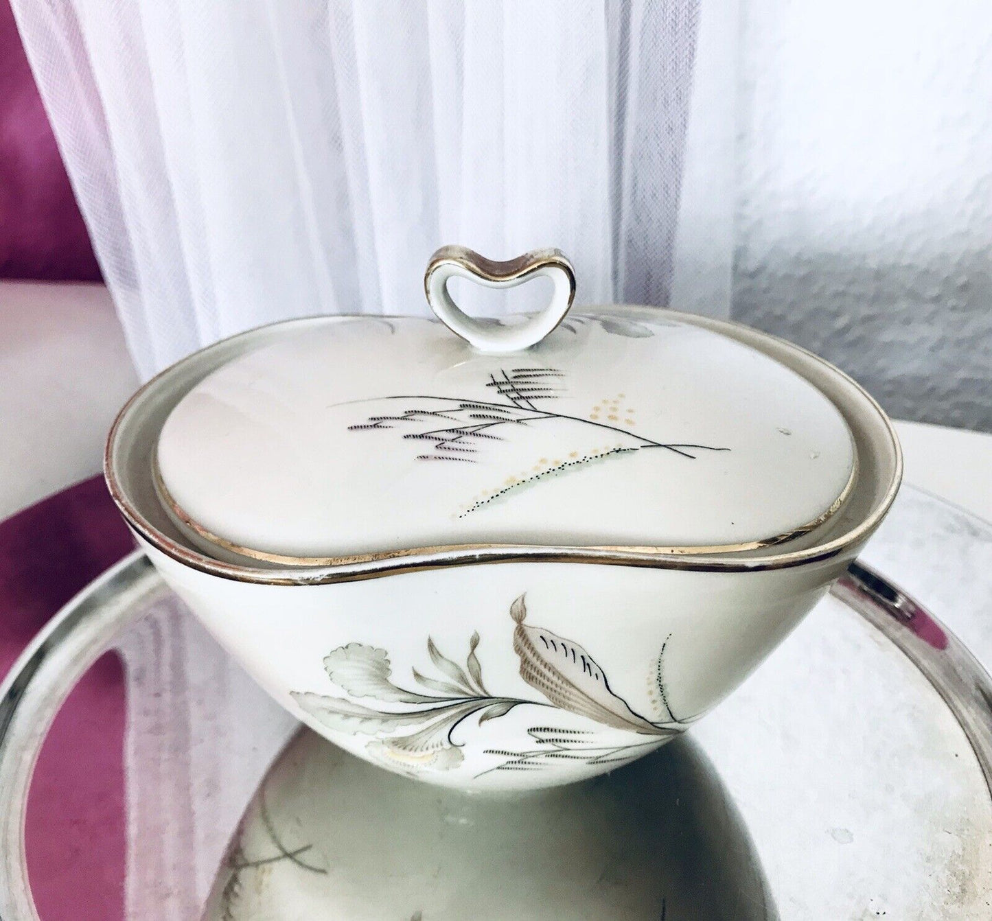 MCM Vintage 50er 60er Porzellan Dose Deckeldose Bonboniere Elfenbein Seltmann