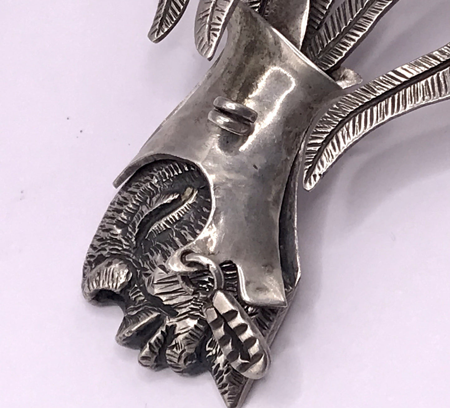 Vintage Azteken Kopf Ethno Maya Anhänger Kettenanhänger Silber
