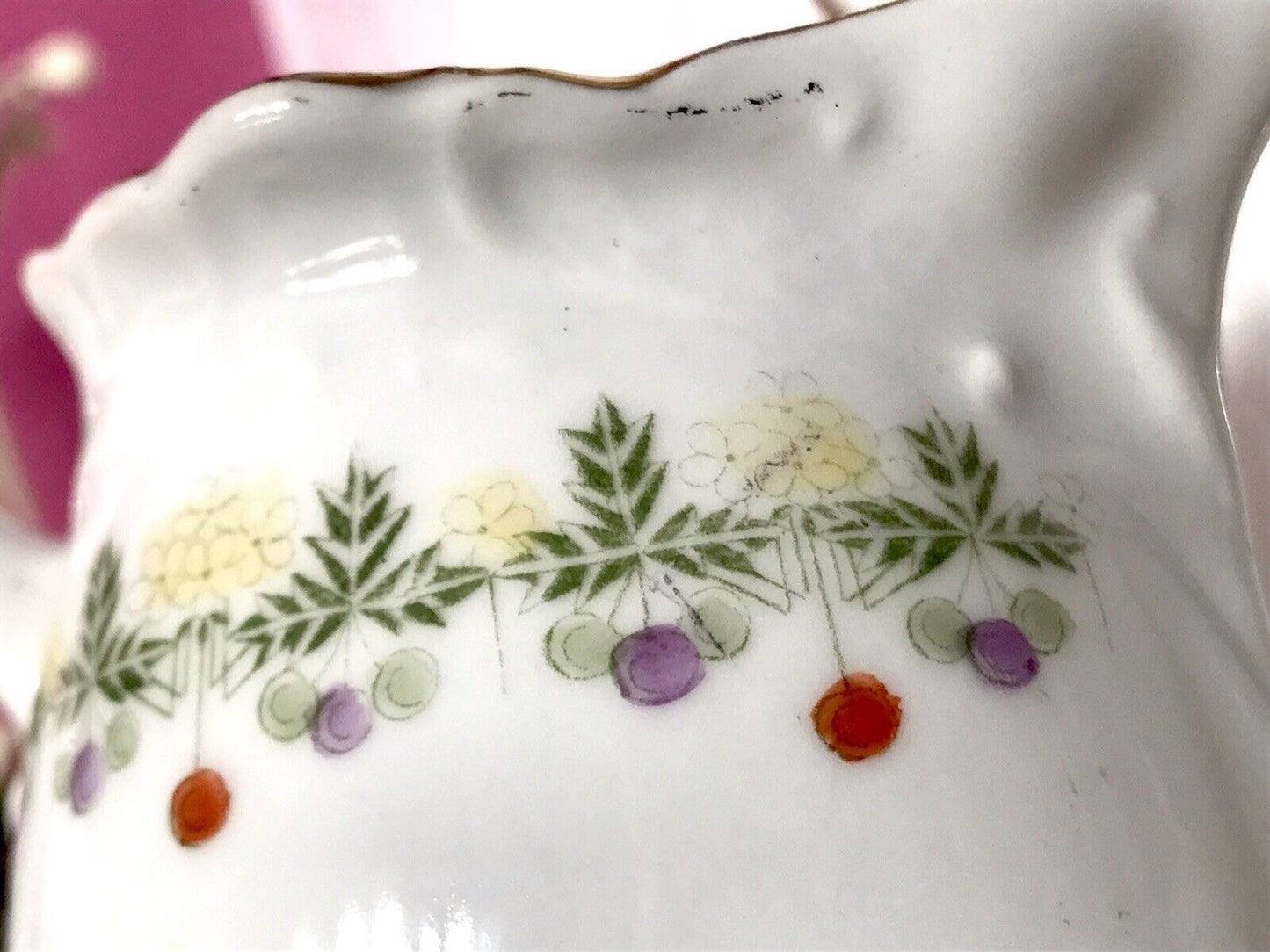 Antik Jugendstil Porzellan Kaffee Kernstück Kanne & Weihnachtsmotiv ! Ranken