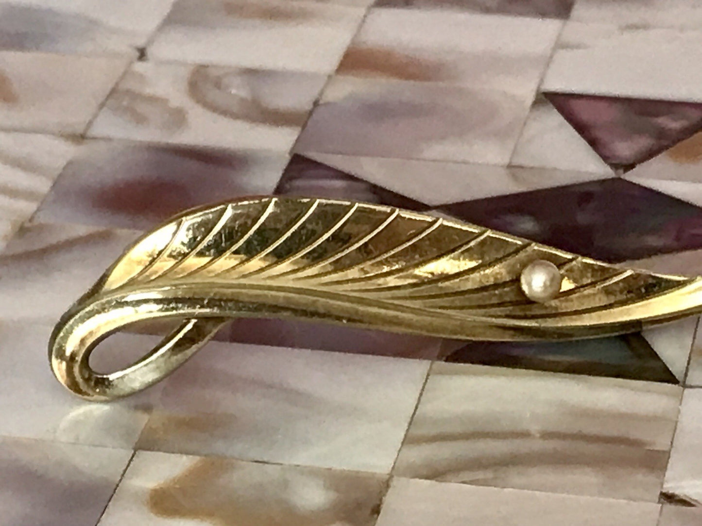 Antik? Vintage Edel Brosche Amerik. Doublè vergoldet Brosche Perle