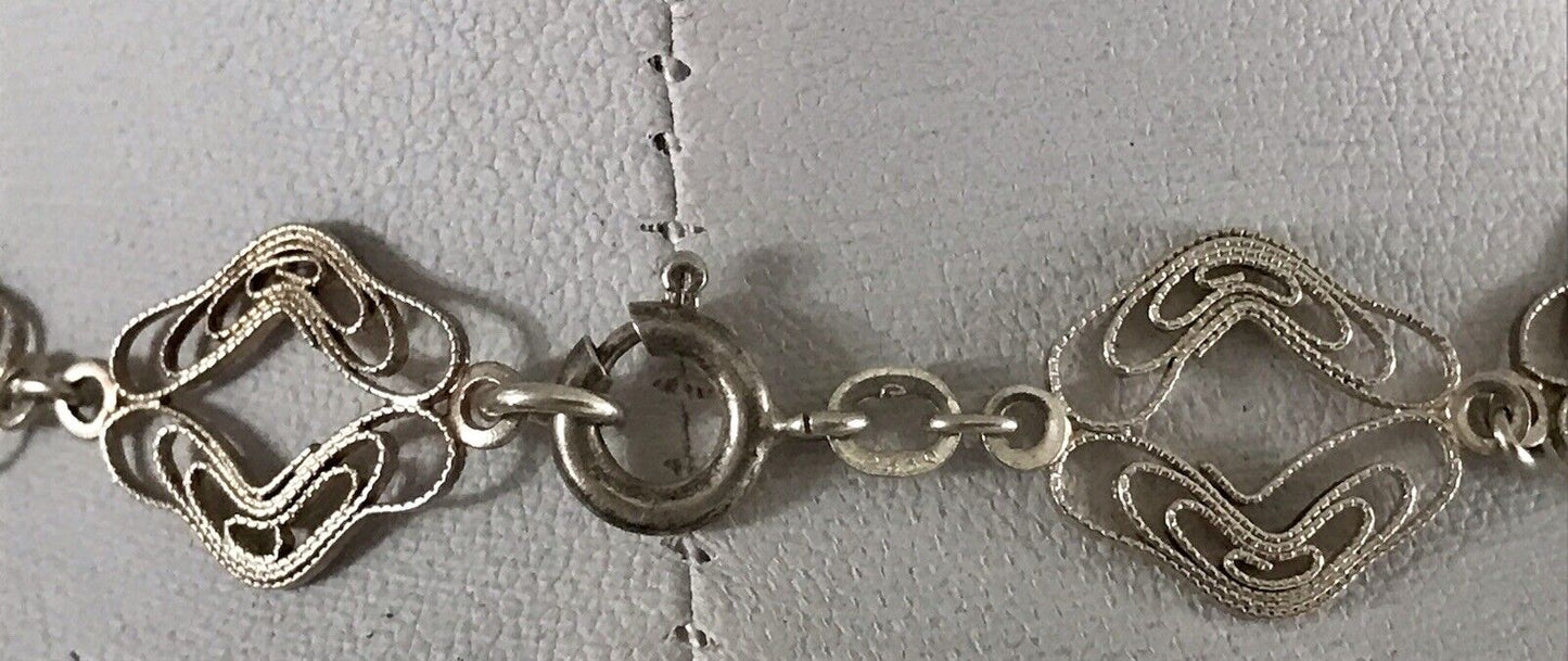 Alt Vintage Edel 835 Silber Collier Halskette