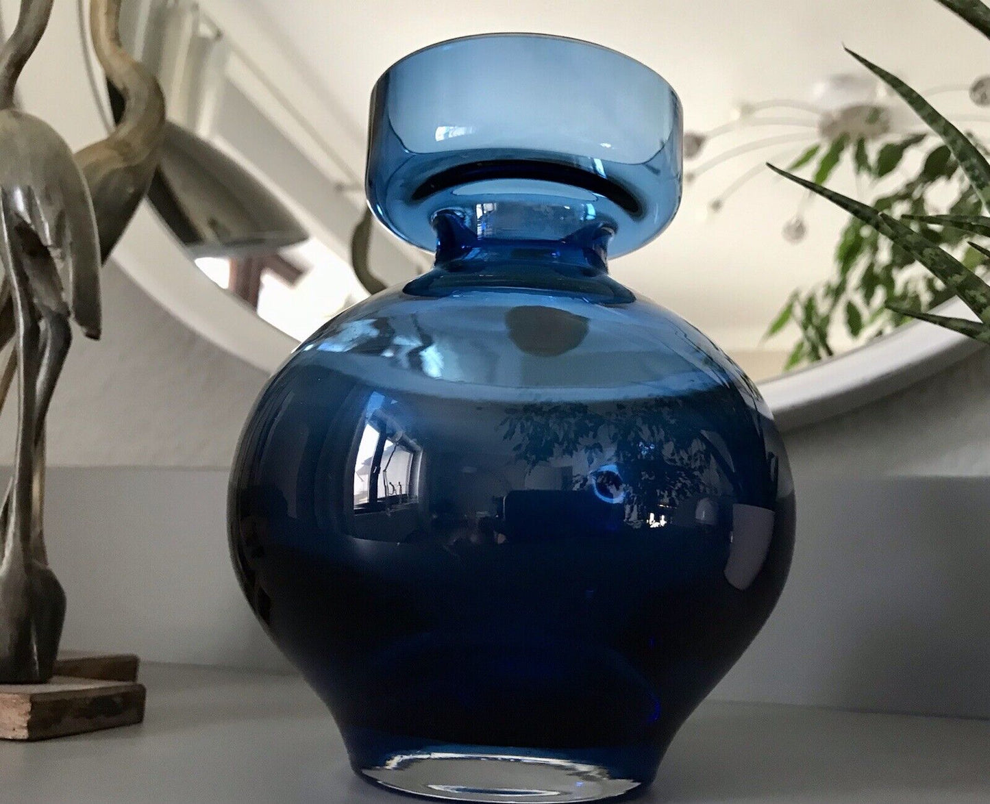 Vintage 60er Design Glasvase Glas Blau Vase Mid Century Schön als Zwiebelglas
