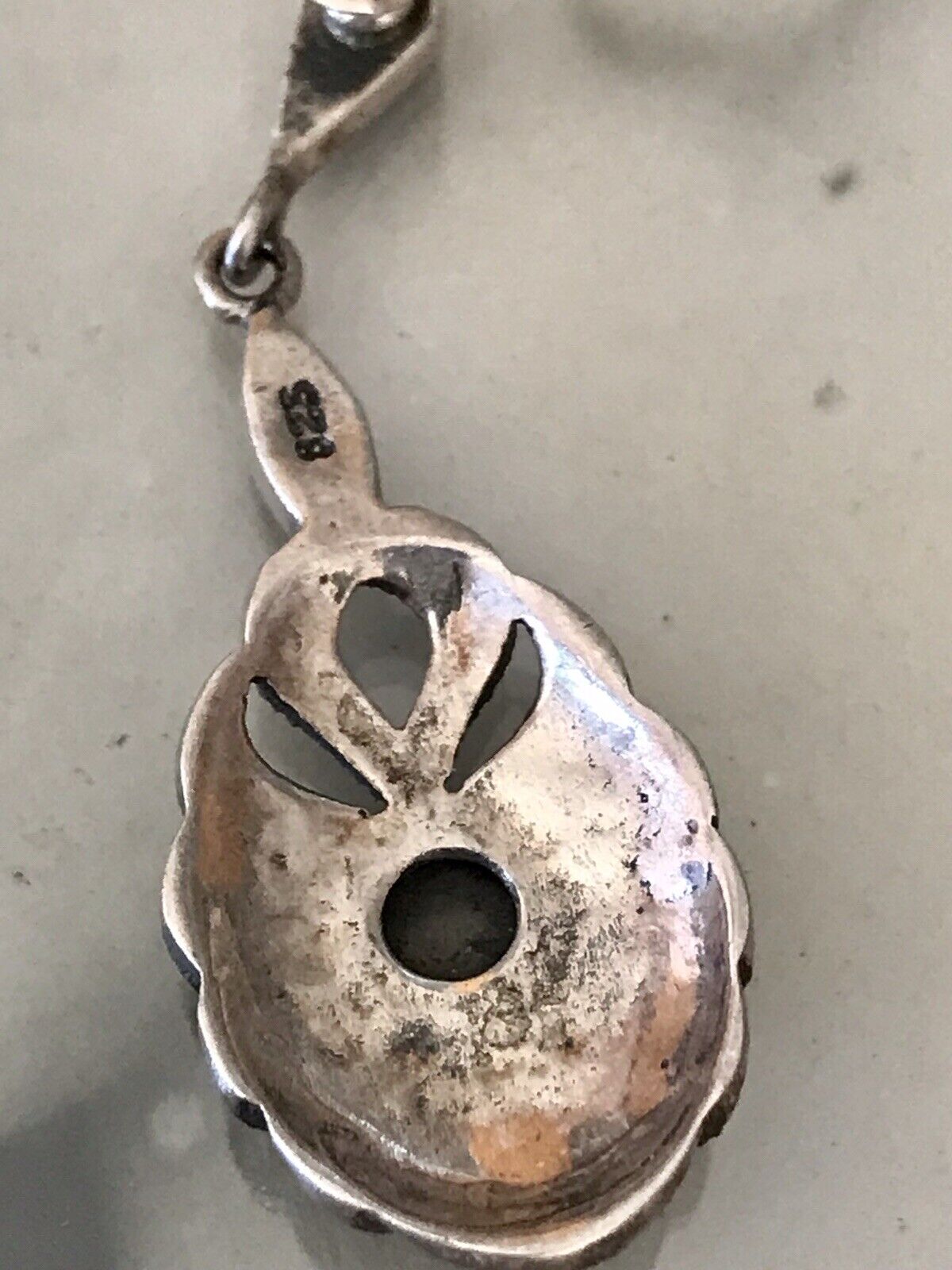 Antik Art Déco Wunderschön Ohrhänger Ohrringe DAMEN Silber 925 Onyx Markasite