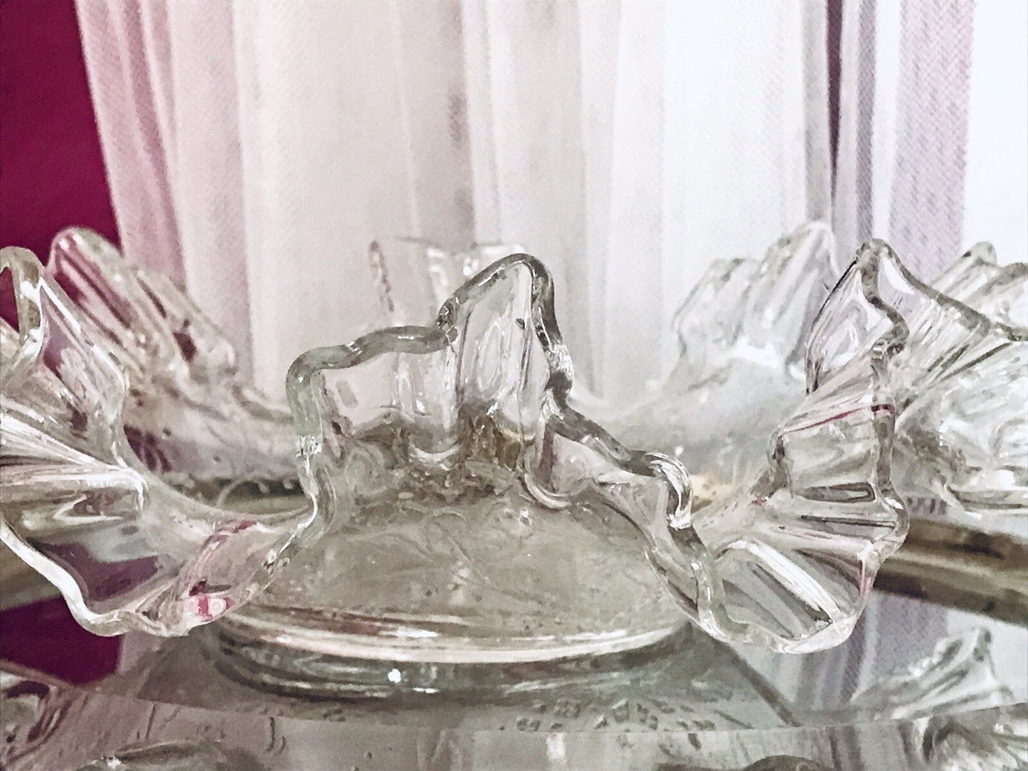 Antik Jugendstil gewellter Serviettenrand Pressglas Schale Glas so schön!