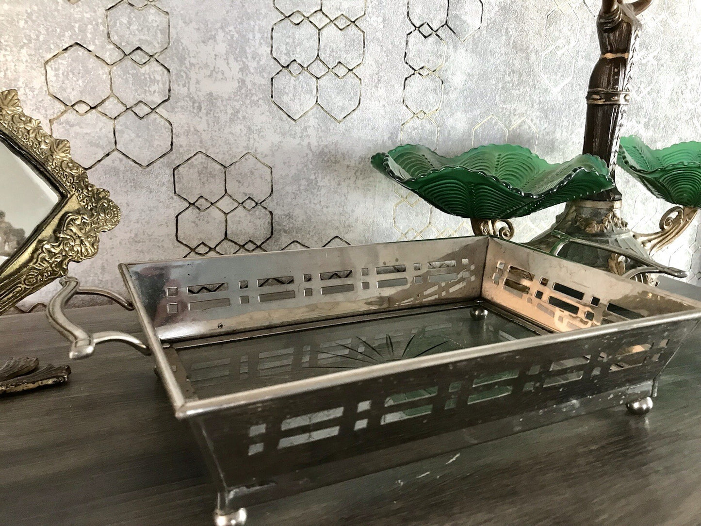 Antik Jugendstil Art Déco Schale versilbert? Argentor? Jardiniere Tafelaufsatz