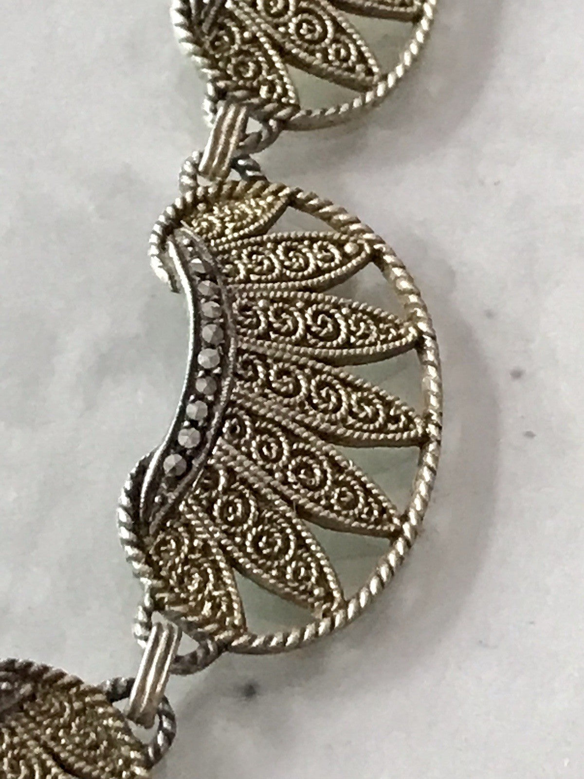 Antik Theodor Fahrner Designer Collier 925 Silber vergoldet Markasite Halskette