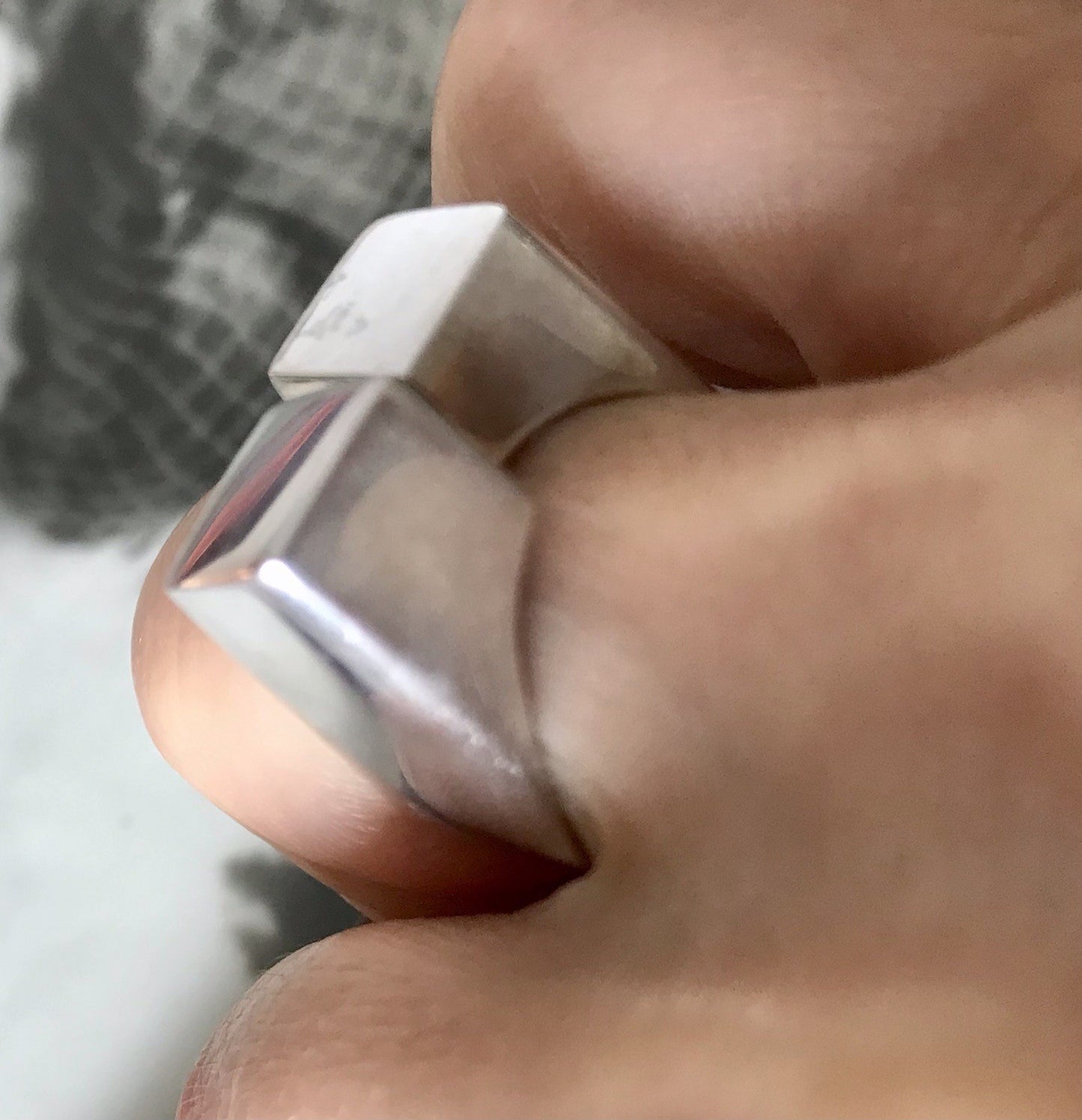Vintage Modernist Designer DAMEN RING 925 Silber Cube Avantgarde 55 bis 59