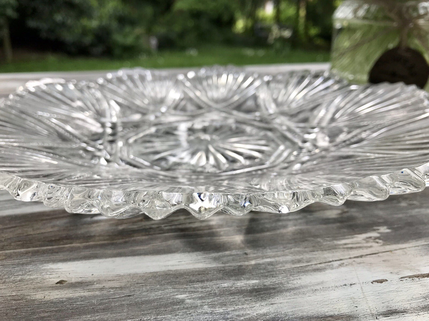 Antik Jugendstil Pressglas Teller Antik Glas flache Schale Kuchenteller (1 St.)
