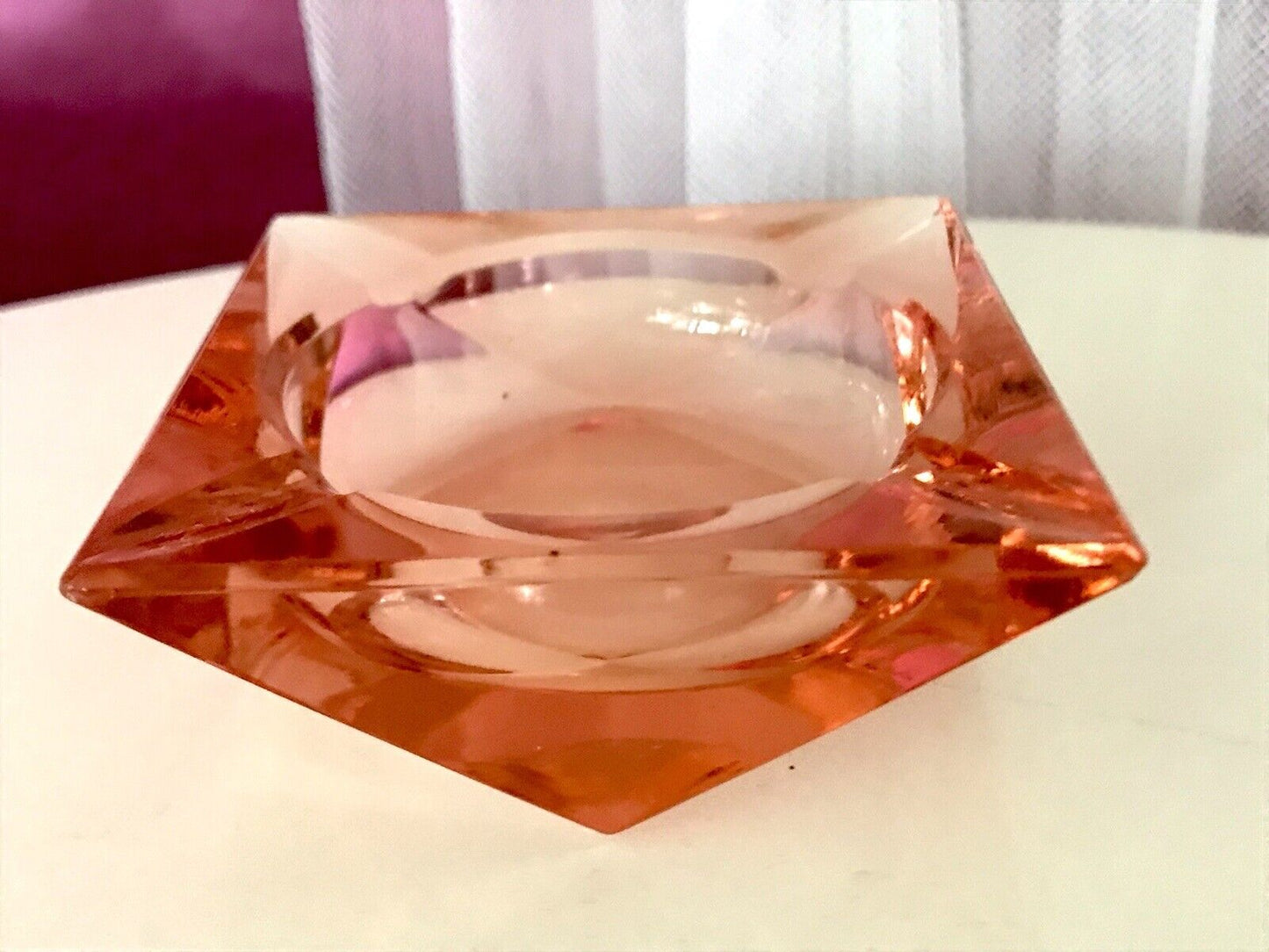 Antik Art Déco Aschenbecher Ascher Rosalin Pressglas Glas geometrisiert