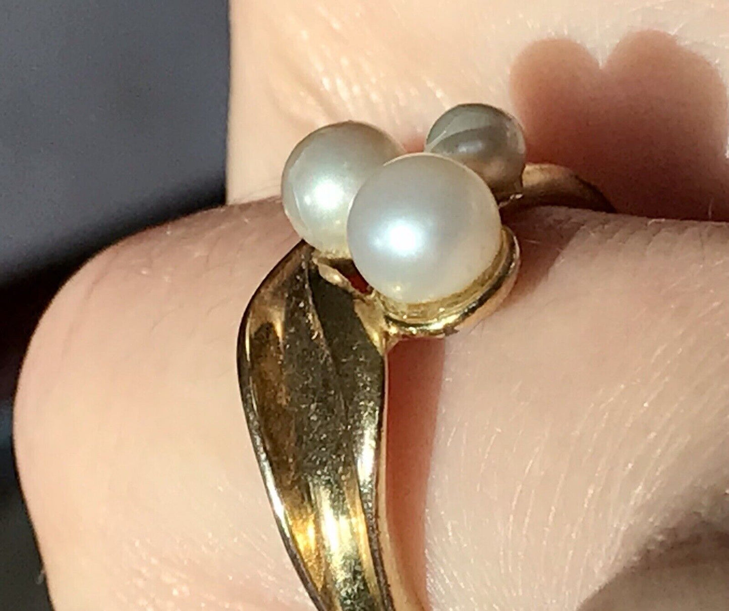 Majorica Edel DAMEN RING Perlen Gr.56 57 vergoldet 925 Silber