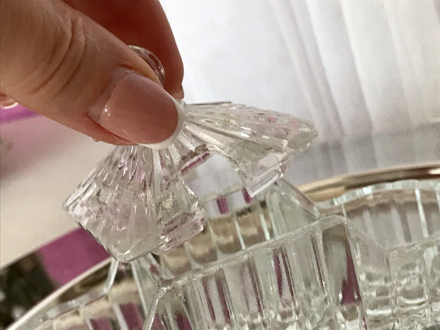 Antik Art Déco Pressglas Salz & Pfeffer Menage Saliere Gewürzständer Glas