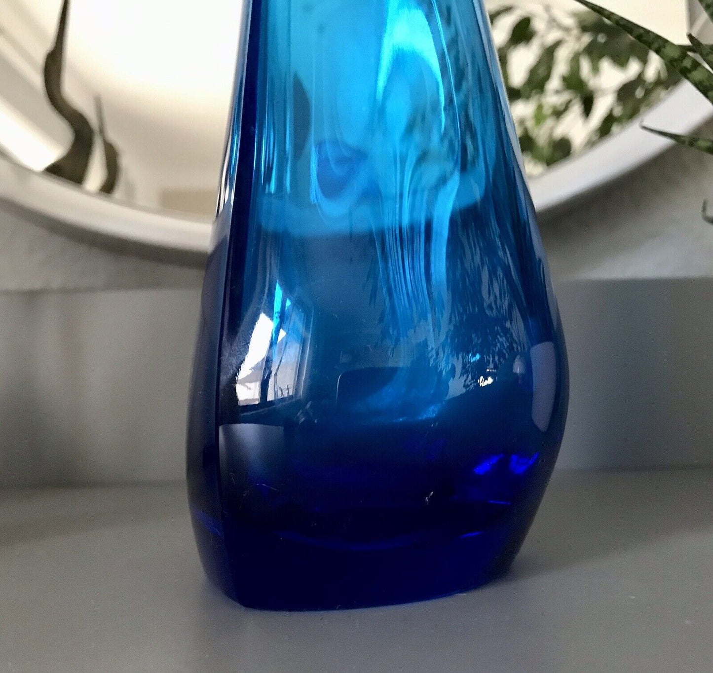 Murano ? Vintage 60er Glasvase Vase Blau Kristallglas Edel Schwangere Elke
