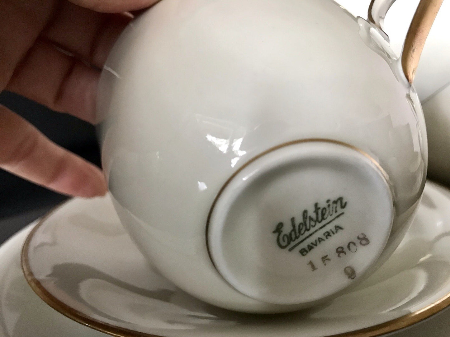 Vintage Art Déco elfenbein Porzellan Kaffeeservice Service 12 Pers. Edelstein
