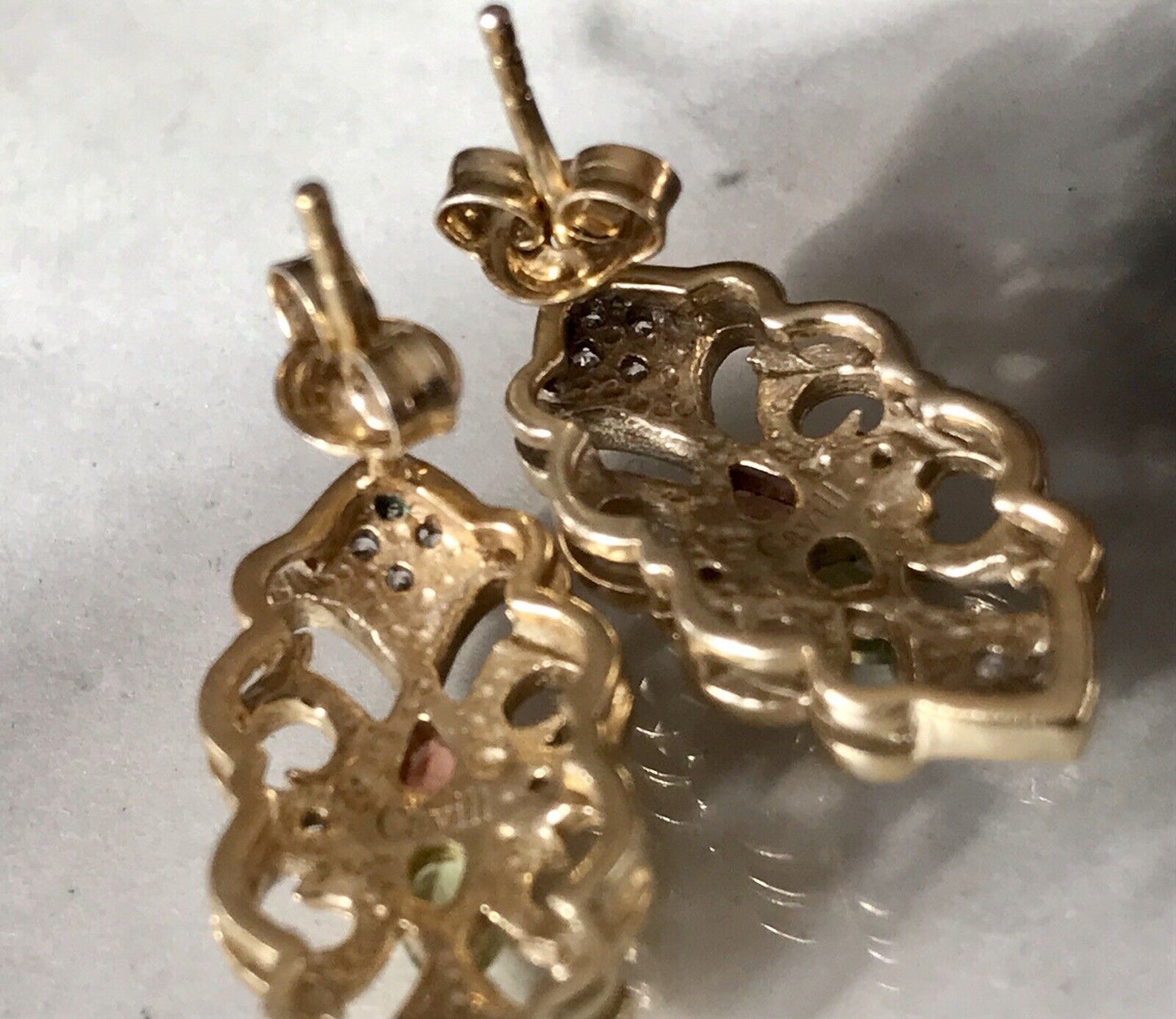 Cavill Ohrringe Ohrstecker DAMEN Silber vergoldet gold Vintage Stil Edelsteine