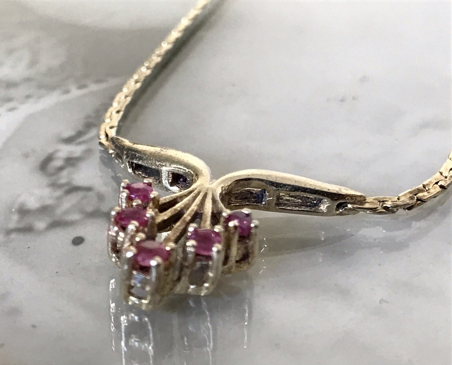 Antik Edel Jugendstil 925 Silber vergoldet Collier Halskette Rubine SCHÖN