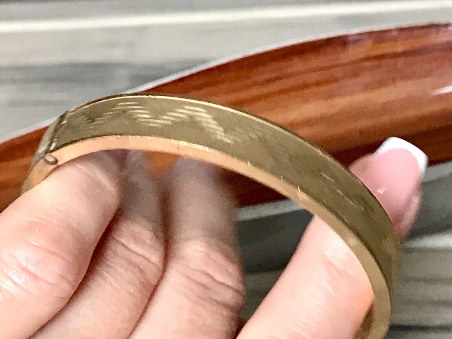 Antik Vintage Armband Armreif Klapp- Armspange Amerik. Doublè vergoldet gold