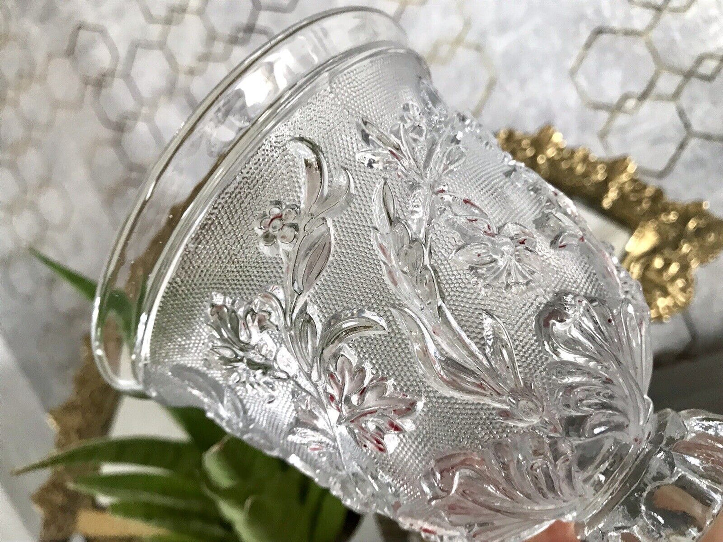 Antik Fußbecher Kelch Becher Weinglas Pokalglas Kristallglas? ~1830