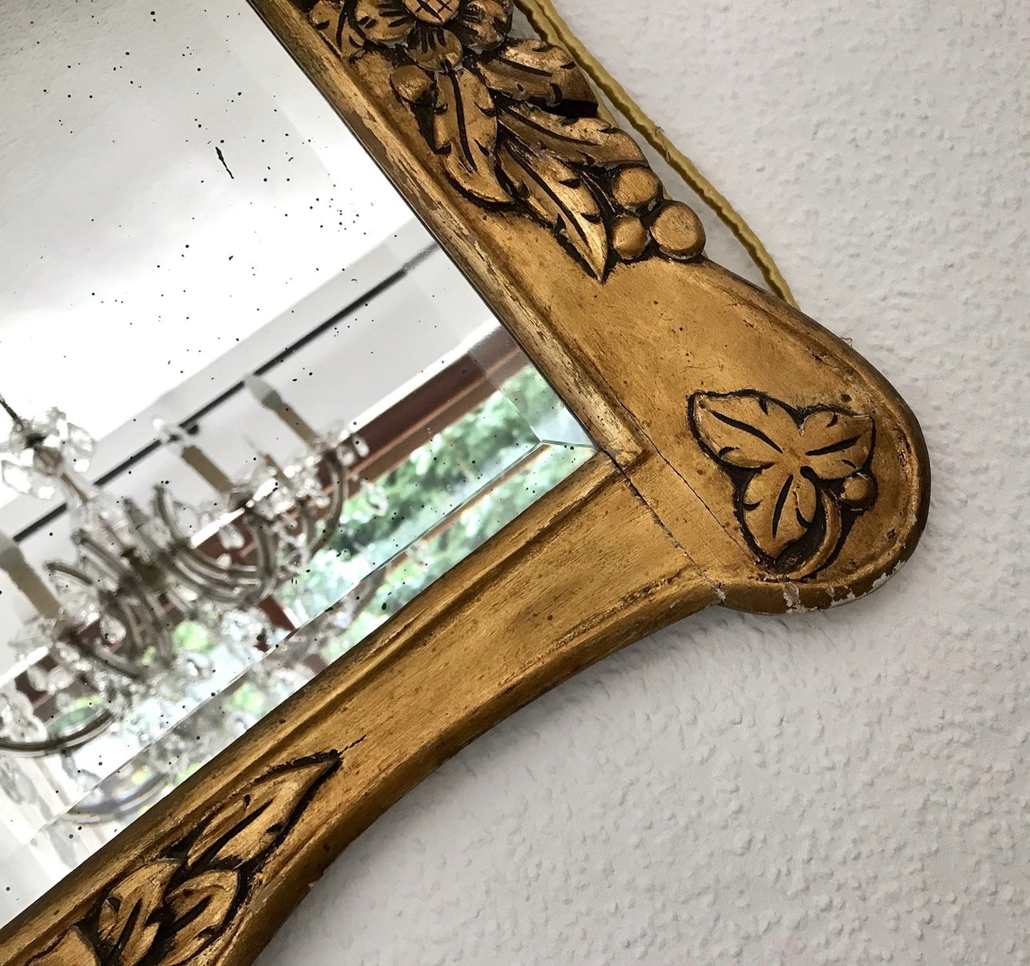 Antik französisch Spiegel facettiert ~1900 Art Noveau Holz Wandspiegel gold