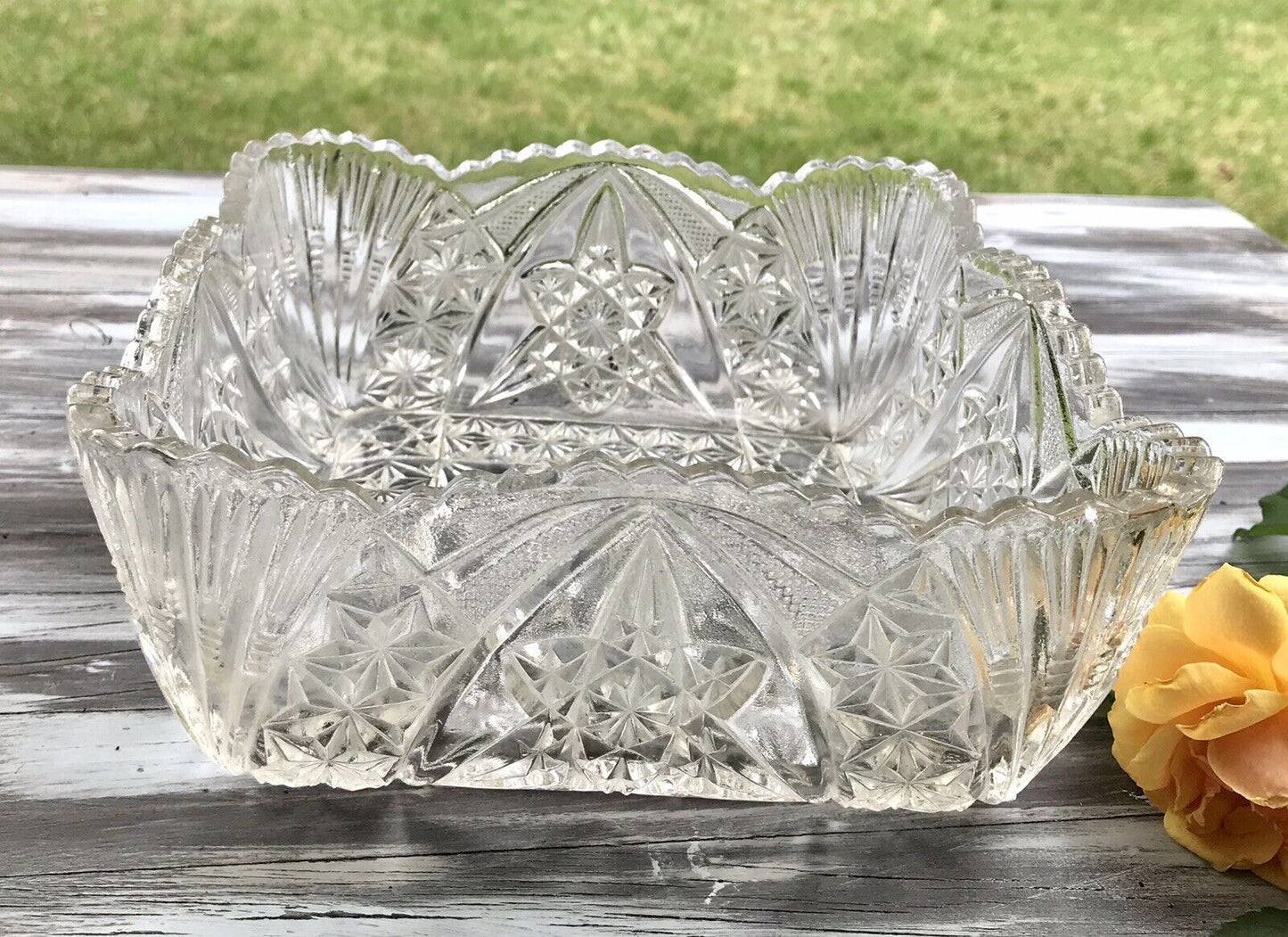 Antik Jugendstil Brockwitz 1915 Pressglas Schale viereckig Zürich Glas So Schön!