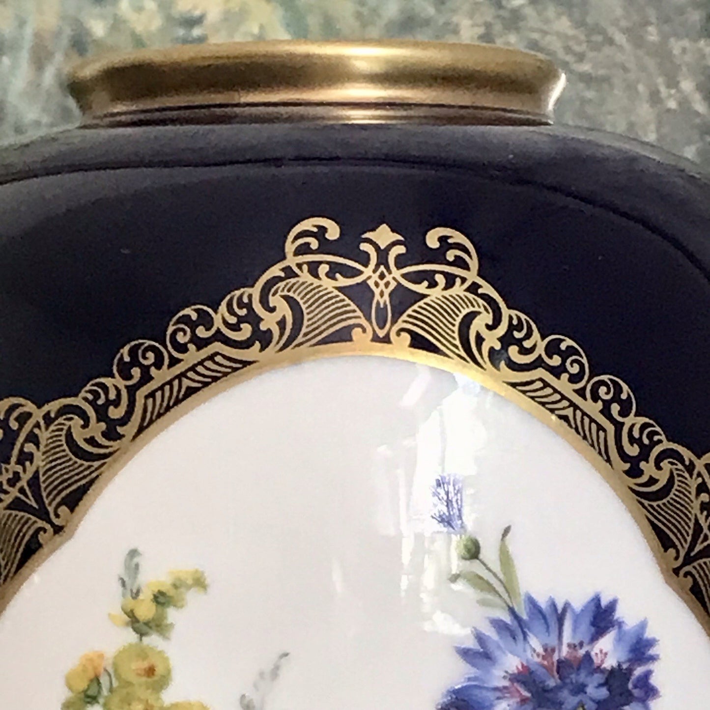 Vintage Alt 1 Porzellan Prunkvase Vase Echt Kobalt blau bunt Weimarer Porzellan
