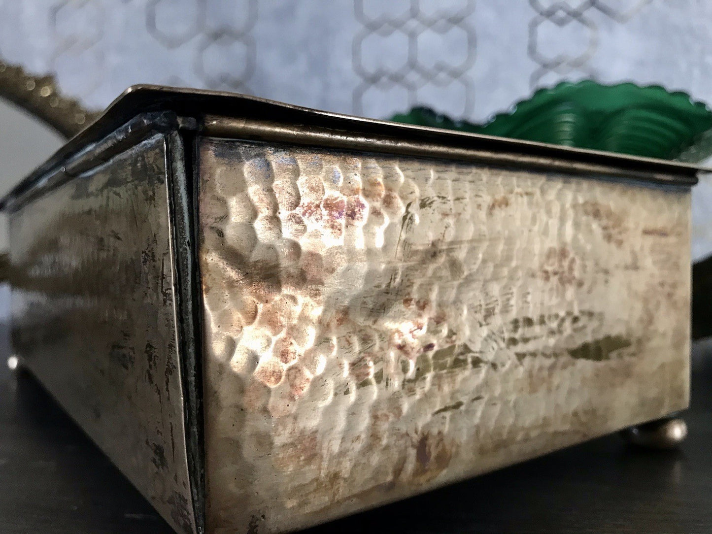 Antik WMF Jugendstil Messing Schatulle Zigarrendose Dose wunderschön Kegelklub