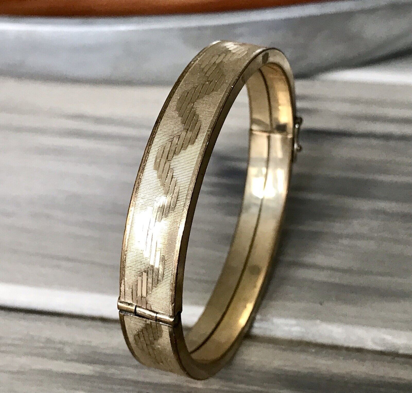 Antik Vintage Armband Armreif Klapp- Armspange Amerik. Doublè vergoldet gold
