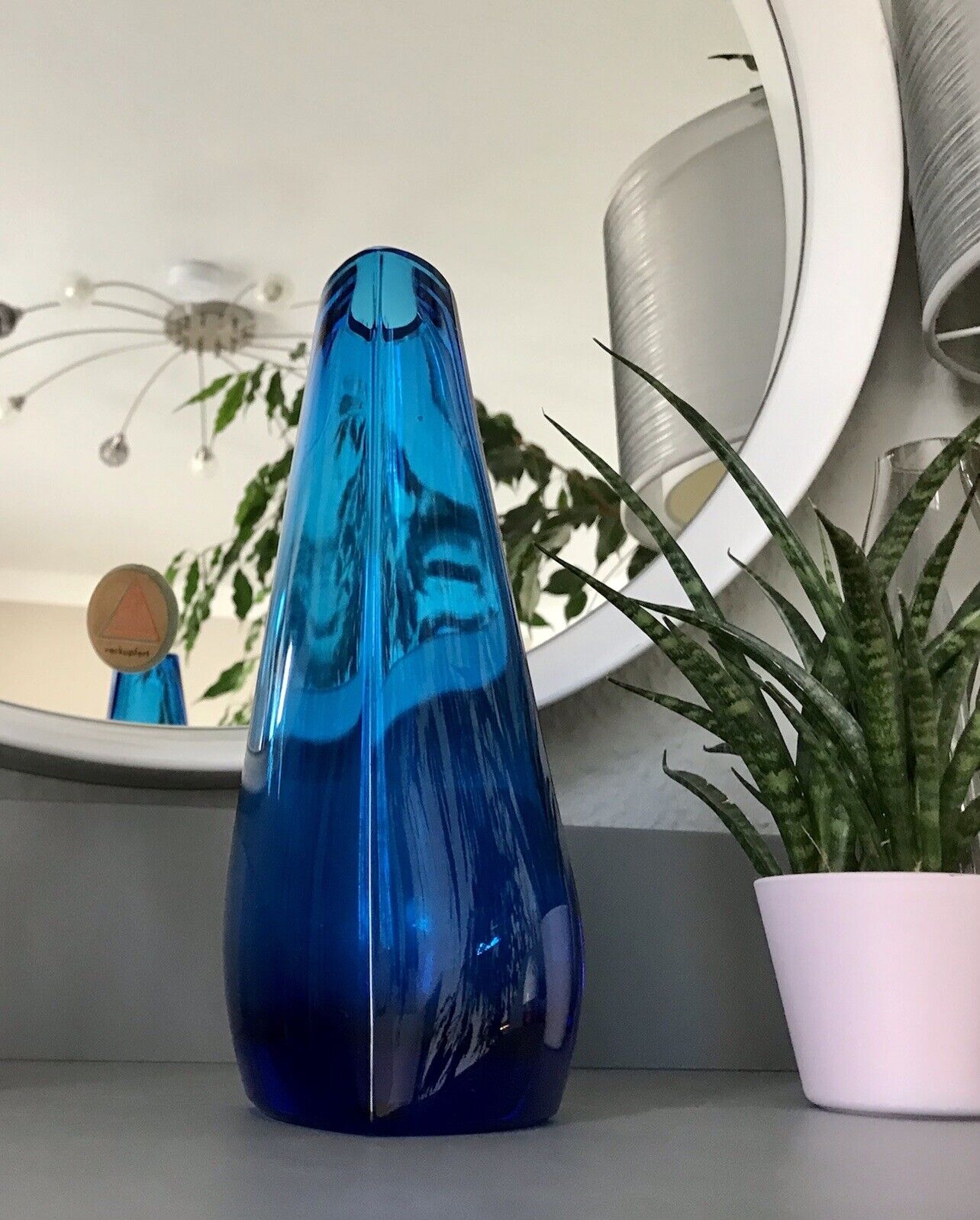 Murano ? Vintage 60er Glasvase Vase Blau Kristallglas Edel Schwangere Elke