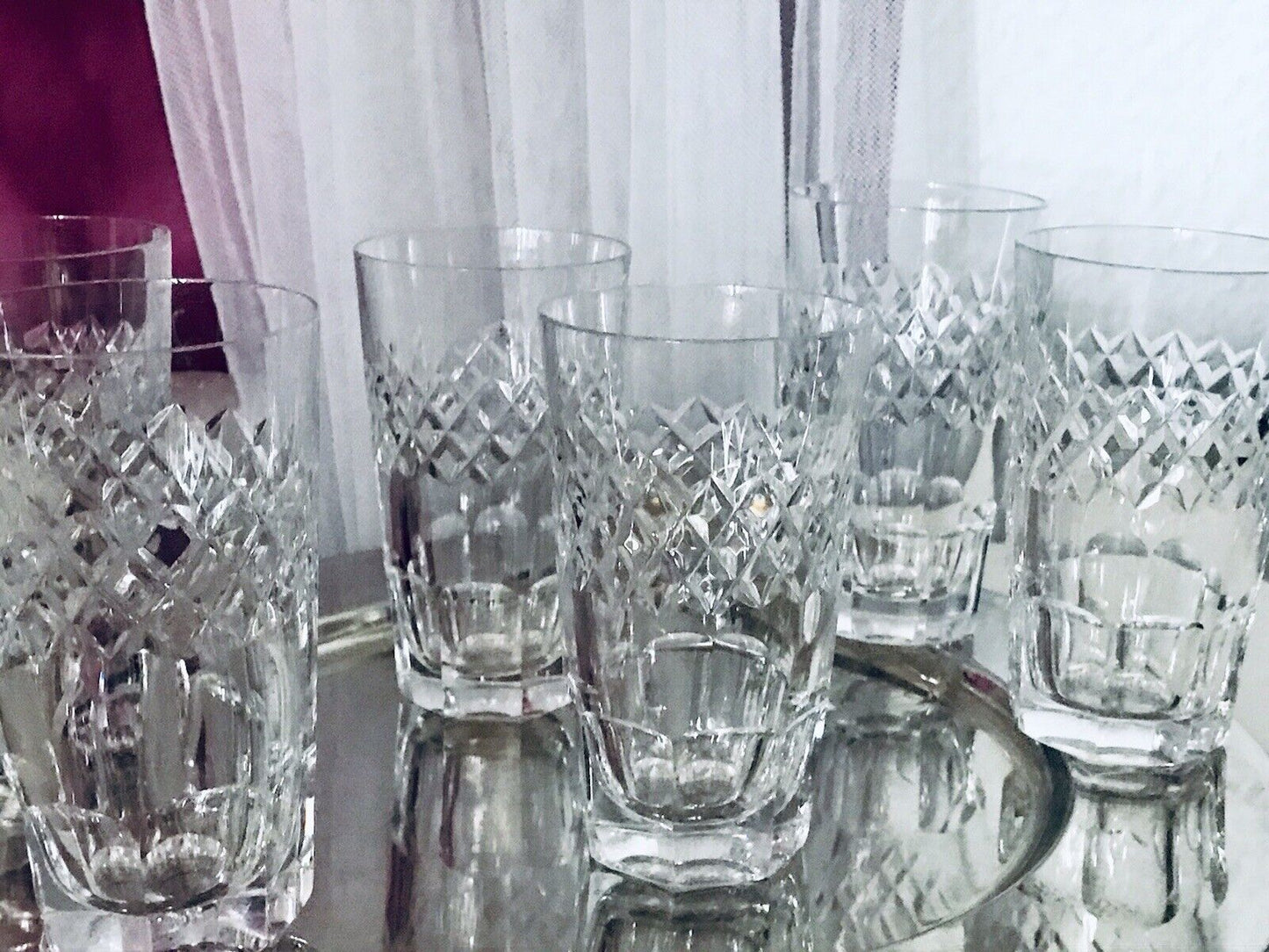 Vintage SEHR EDEL 6x Wassergläser Gläser Becher Kristallglas schön kantiger Fuß