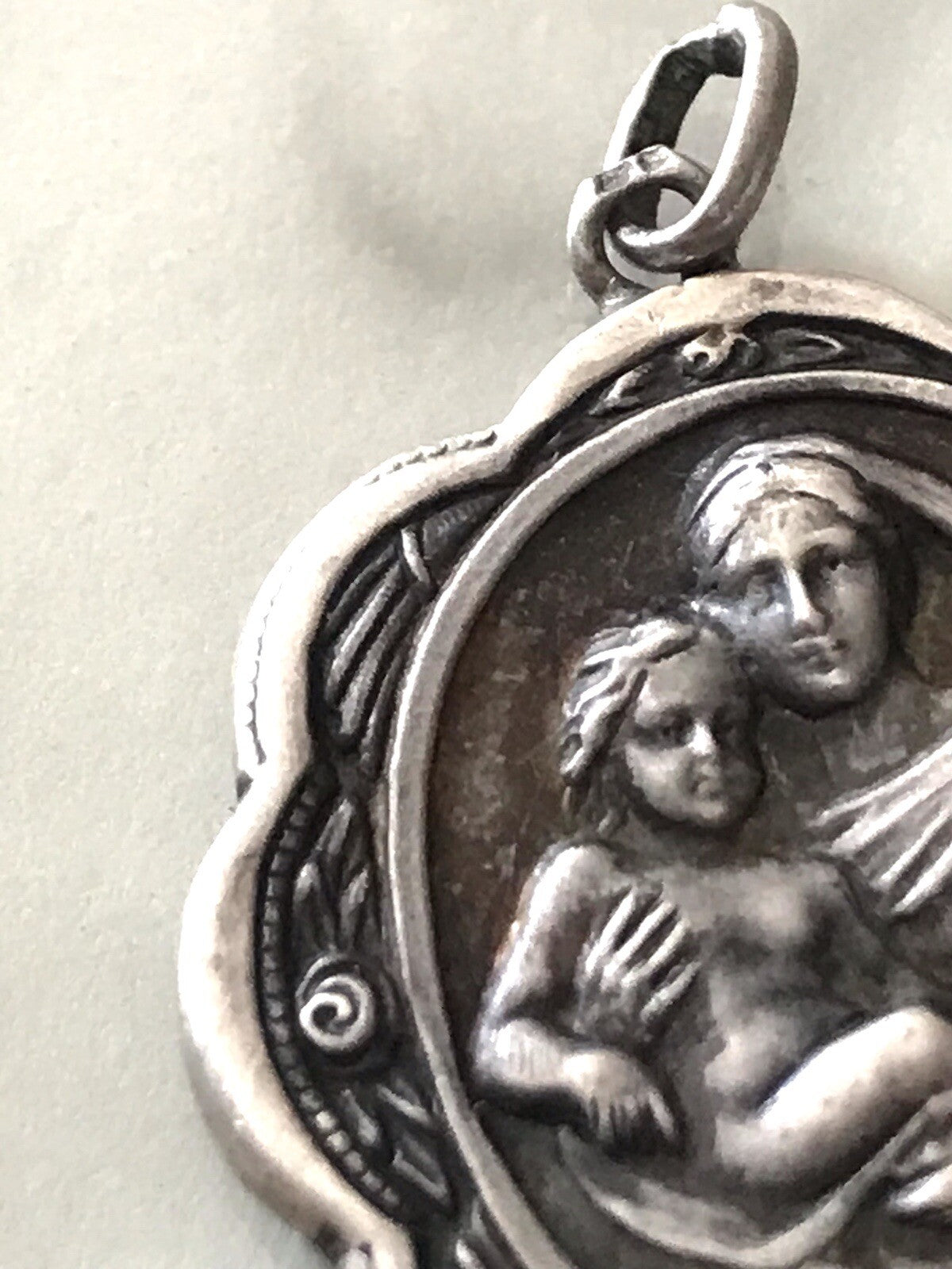 Antik Edel Anhänger Kettenanhänger Silber christlich Maria Mutter Gottes Jesus