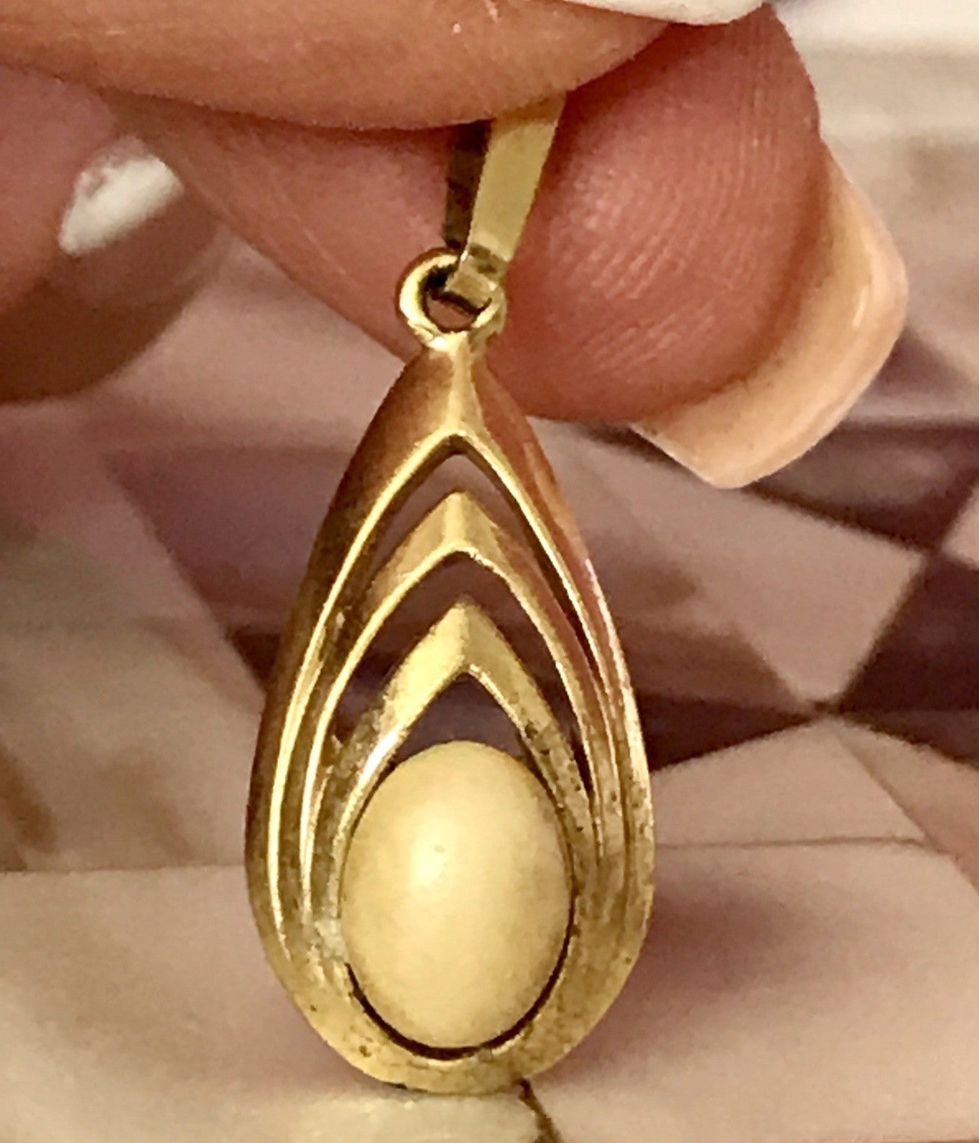 Vintage Designer Anhänger Perle Amerik. Doublè vergoldet