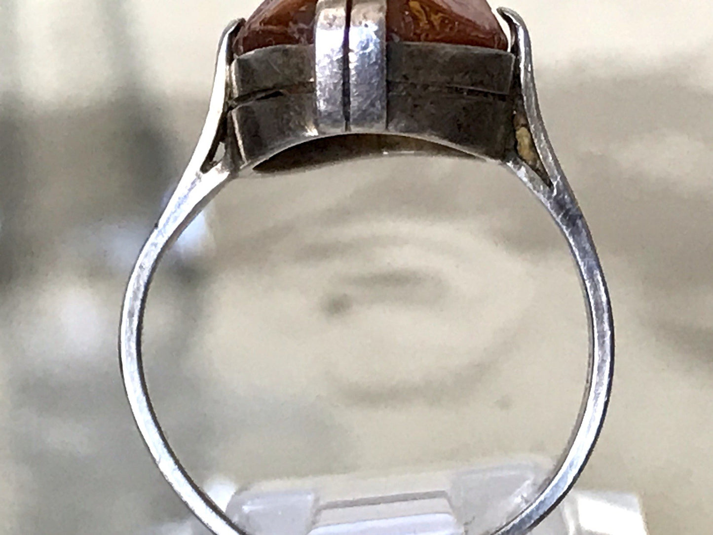 Alt Vintage Edel Bernstein DAMEN RING Silber 835 Super Design Gr. 56 57 schön!