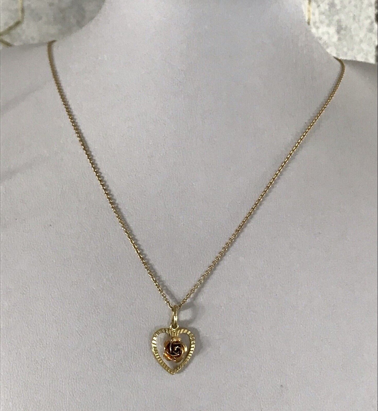 vergoldete 925 Silber Halskette mit vergoldetem Herz Rose Anhänger gold Farbe
