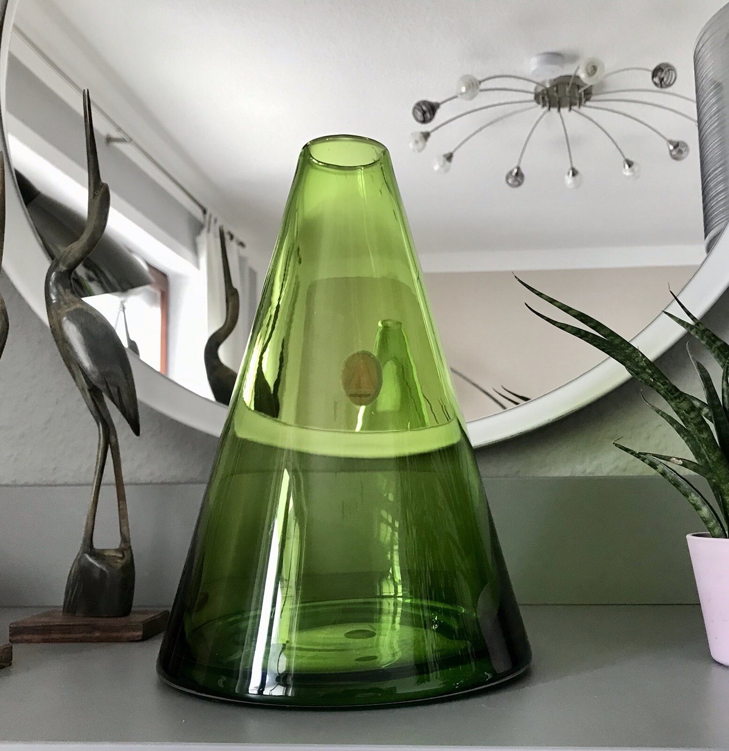 Große kegelförmige Vase Glasvase grün SCHÖN