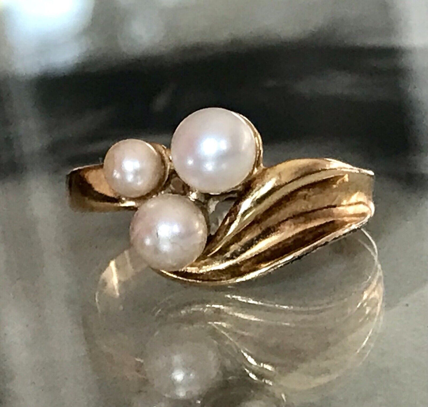 Majorica Edel DAMEN RING Perlen Gr.56 57 vergoldet 925 Silber