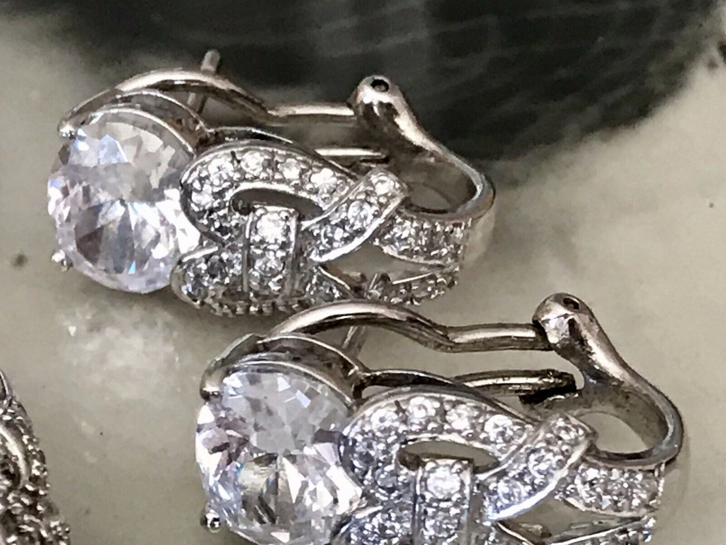 Edel Schmuck Set DAMEN RING & Ohrringe Silber 925 Gr.63 Steine Cubic Zirkonia