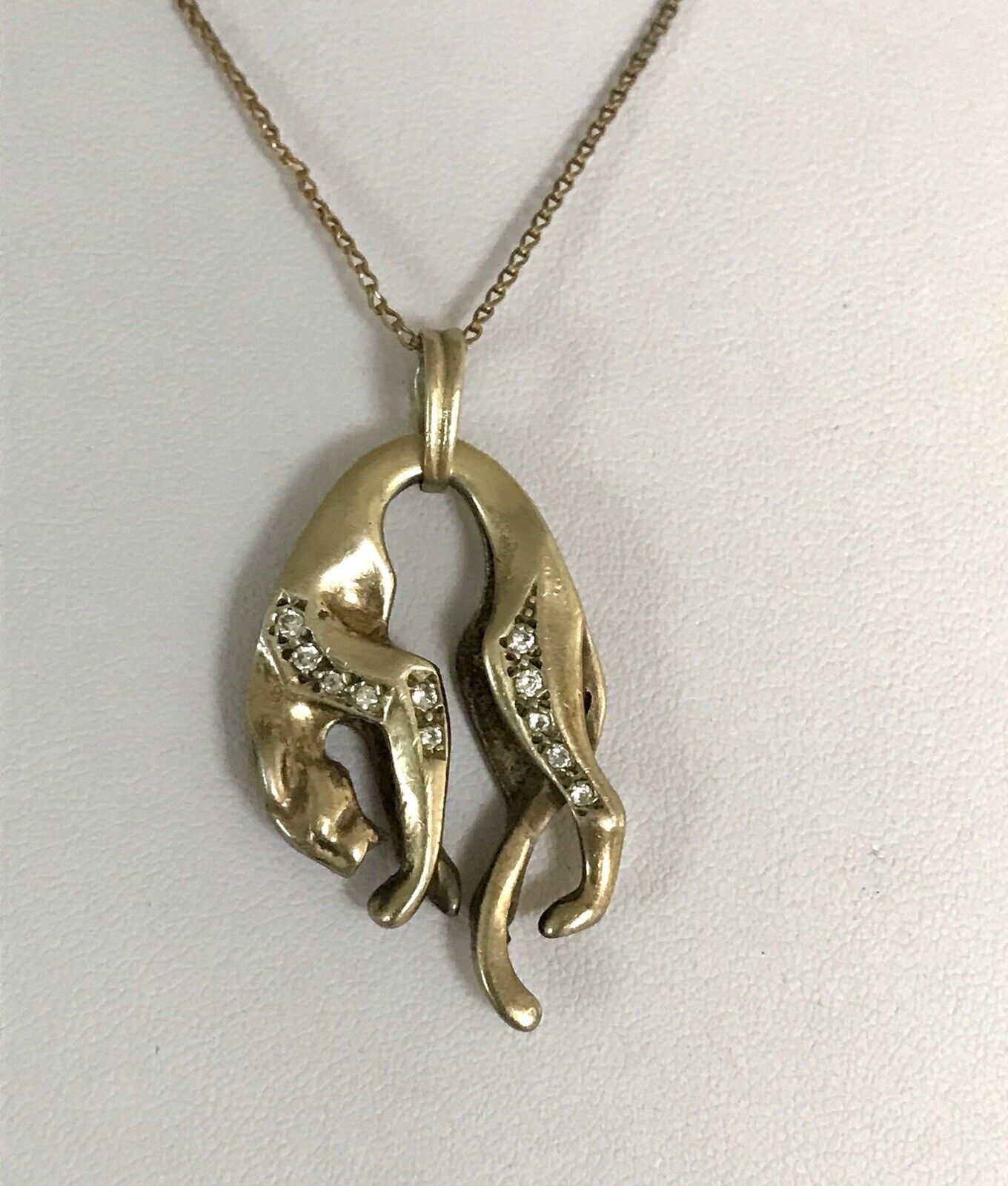 Vintage Edel groß Anhänger 925 Silber Super Design vergoldet hängender Panther