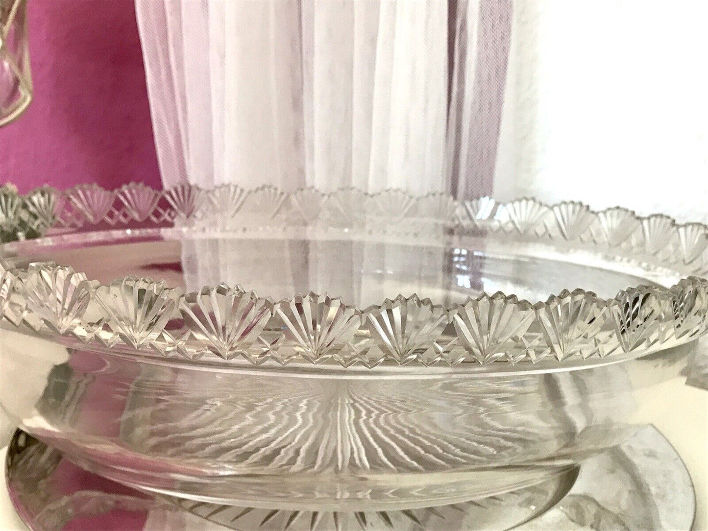Antik Groß Bleikristall Schale Glasschale Jardiniere Kristallglas Glaseinsatz