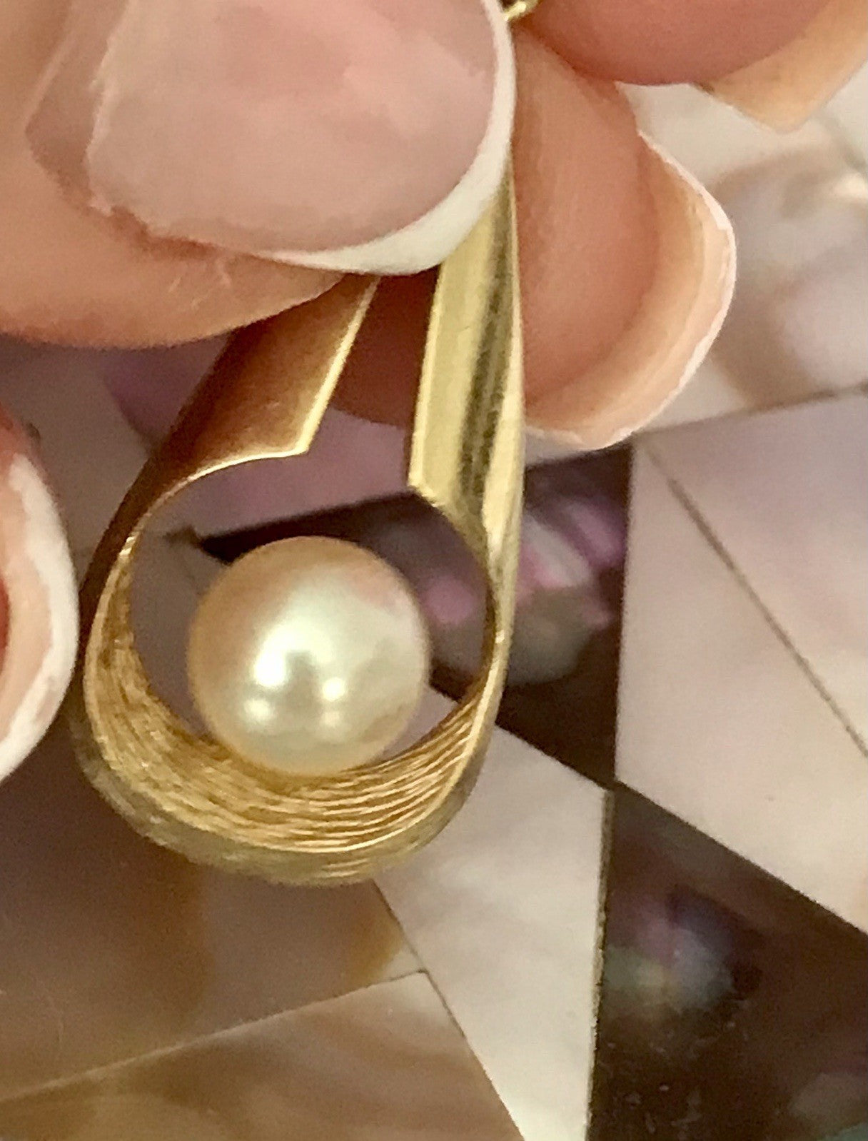 Vintage Designer Anhänger Perle Amerik. Doublè vergoldet