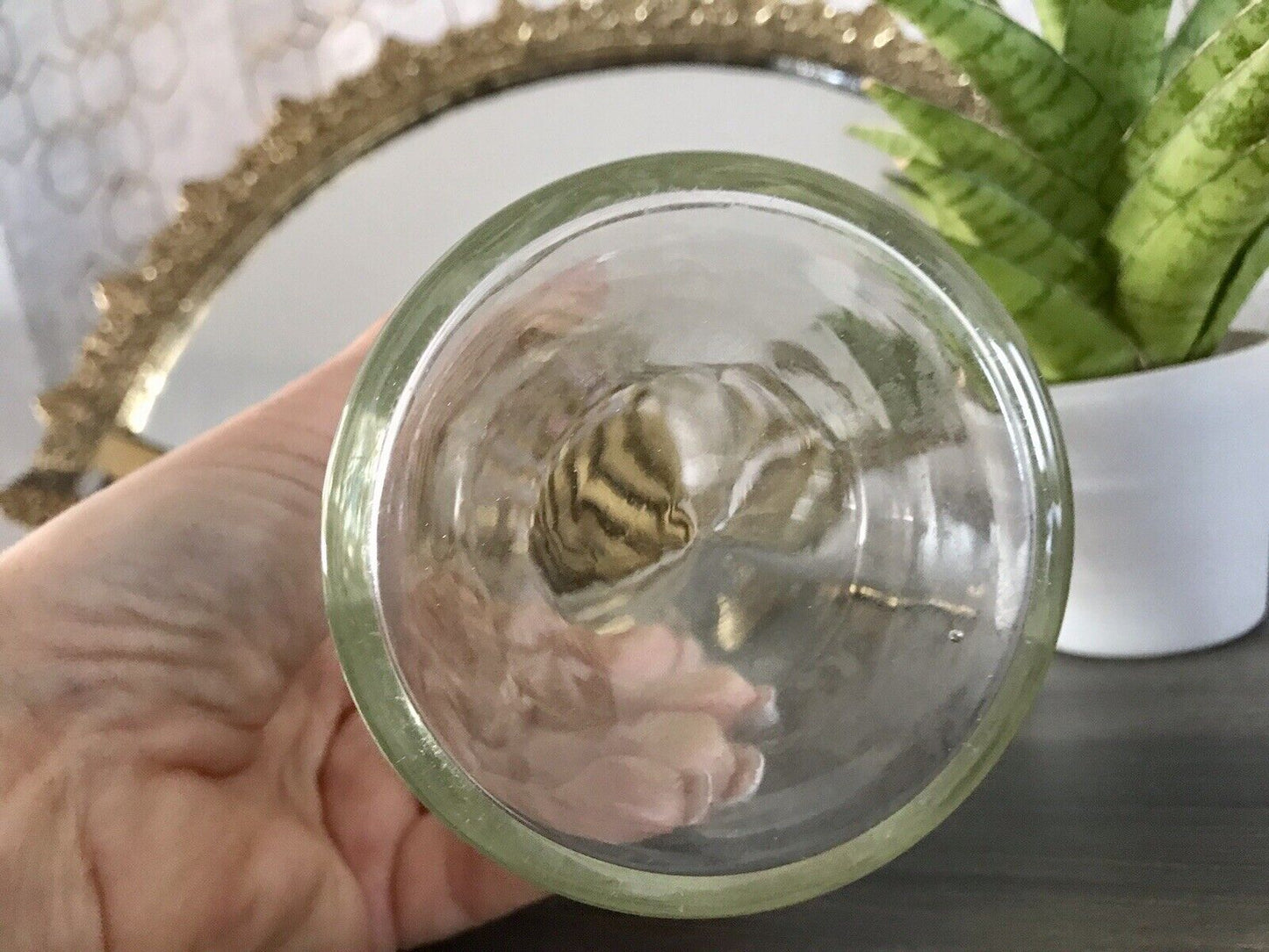antik Art Déco Glasvase Hyazinthen Glas Vase Zwiebelglas gerippt