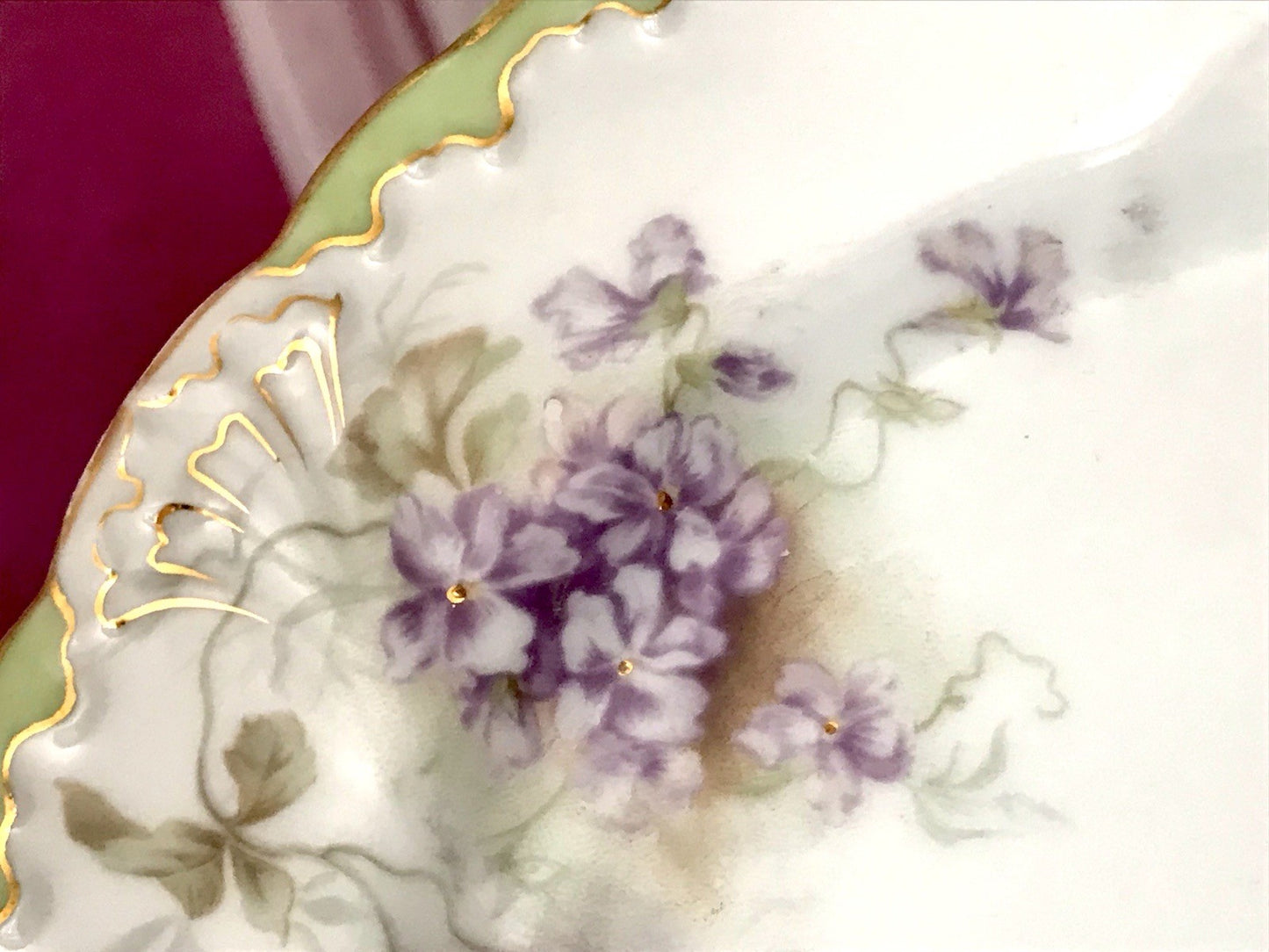 Antik 4 Dessert Kuchen Teller Jugendstil Blumen Muster Jäger&Co Kuchenteller