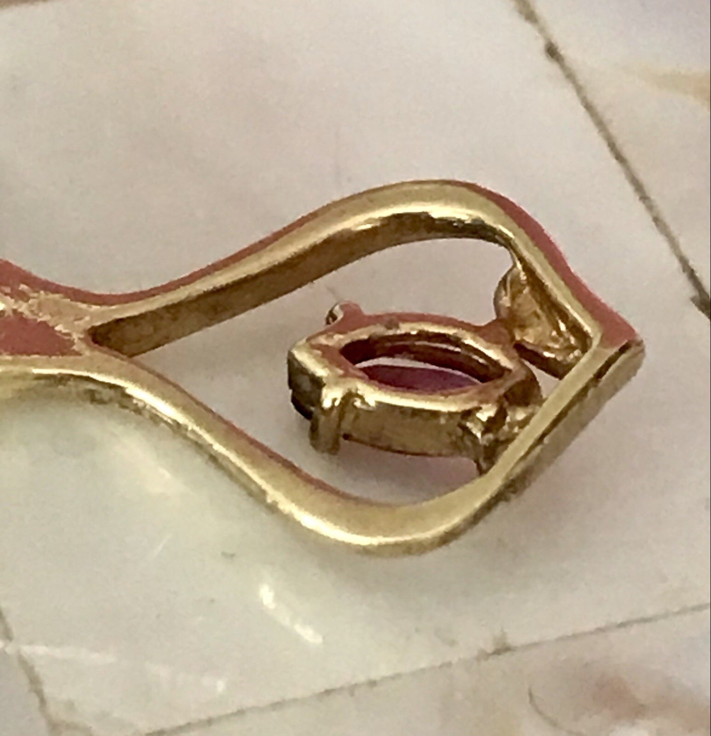 Vintage Designer kleiner Anhänger lila Stein Amethyst? Amerik. Doublè vergoldet