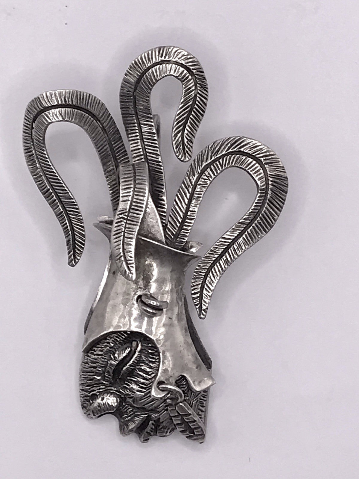 Vintage Azteken Kopf Ethno Maya Anhänger Kettenanhänger Silber