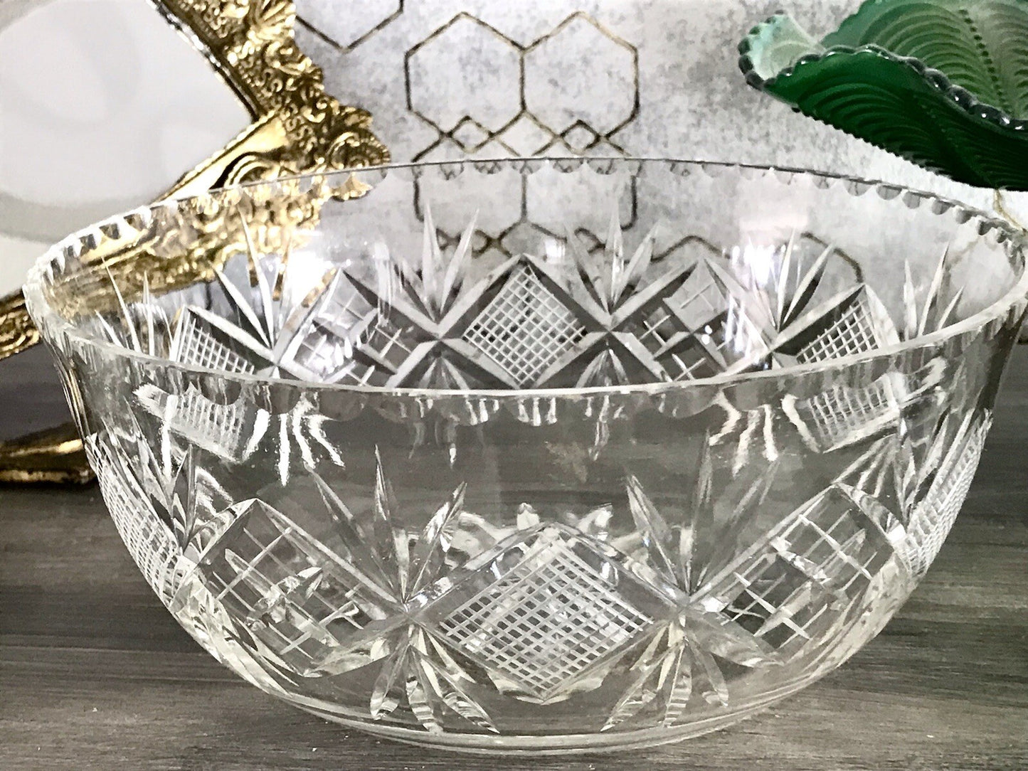 Antik Bleikristall Schale Glasschale Kristallglas Glas edel Salatschale Schlif
