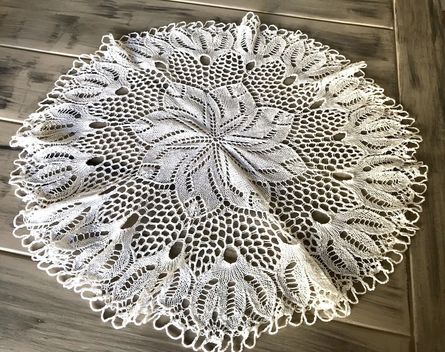 Antik alt Spitze weiß Tischdecke rund 57 cm Baumwolle gestrickt So Schön!