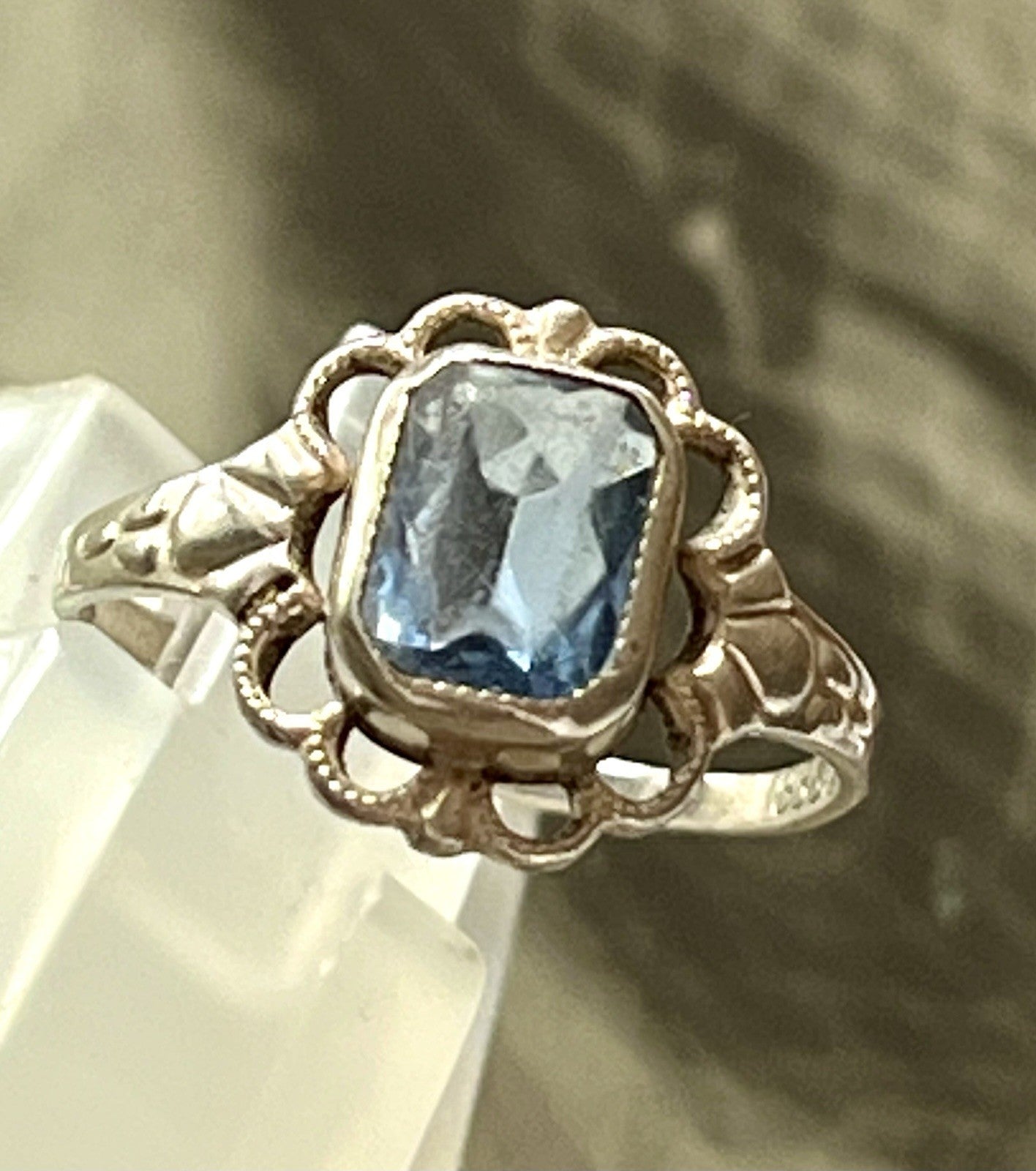 Antik Jugendstil blauer Stein DAMEN RING 835 Silber SUPER Gr.51
